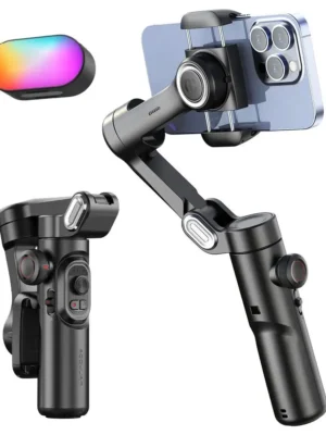 AOCHUAN 3-Axis Handheld Gimbal Stabilizer for Smartphone with Fill Light for iPhone Android Face Tracking Vlog Smart XE