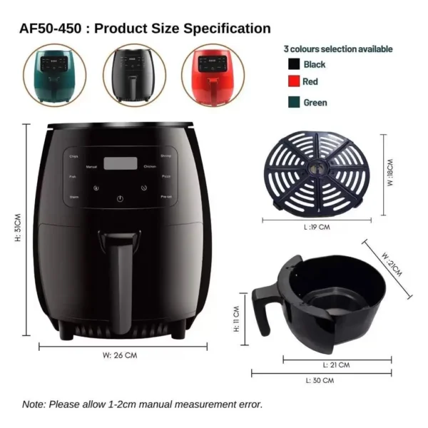 Air fryer home multi-function smart touch screen large capacity electric fryer french fries machine without oil smoke
