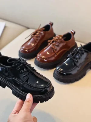 Wednesday Addams Shoes Cosplay Baby Girls Lmitation Leather Shoes 2023 New Black Cosplay Shoes Princess Dress Shoes 2-16 Years 2